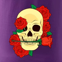 Lebka držící růži