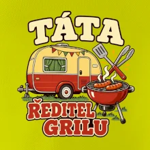 Táta ředitel grilu rodinné kempování s karavanem