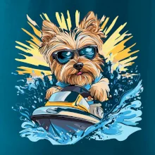 Yorkšírský teriér na vodním skútru