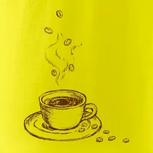 Hrnek plný čerstvé kávy