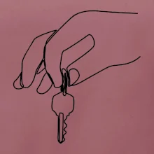 Klíče a ruka jedním tahem