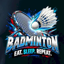 Badmintonová raketa s košíčkem eat sleep repeat