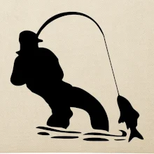 Rybář tahající rybu