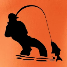 Rybář tahající rybu