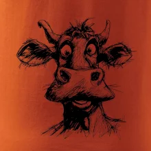 Černobílá karikatura světlá kráva hlava