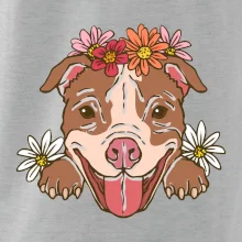 Americký stafordširský teriér hlava s květinami