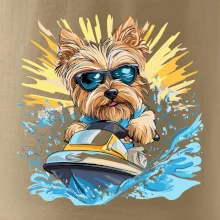 Yorkšírský teriér na vodním skútru