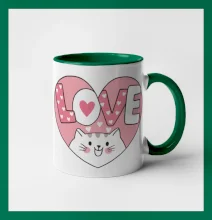 Kočka love - růžové srdce