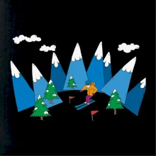 Lyžař a barevné hory