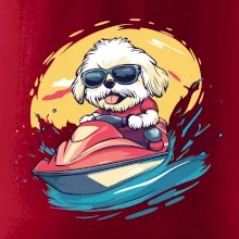 Lhasa Apso na vodním skútru