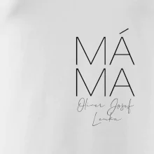 Nápis máma  na prsu se jmény dětí