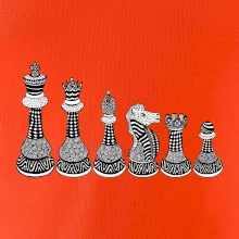 Šachové figurky v řadě - kreslené