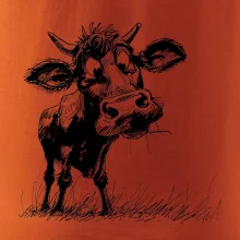 Černobílá karikatura kráva stojící