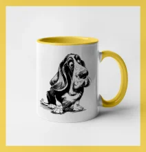 Černobílá karikatura baset