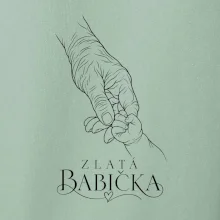 Zlatá babička s dětskou ručičkou minimalistická kresba