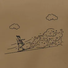 Kreslený lyžař na horách