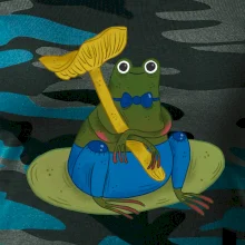 Žába s houbou  (studio-arte.cz)