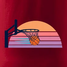 Retro západ slunce a basketbalový koš