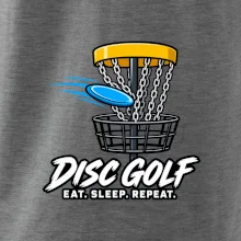 Discgolfový koš s letícím diskem eat sleep repeat