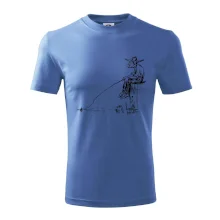 Kreslený rybář na pařezu