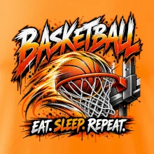 Basketbalový koš s míčem eat sleep repeat