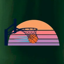 Retro západ slunce a basketbalový koš