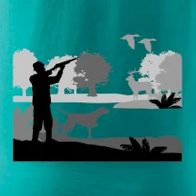 Lovec a ohař v lese