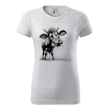 Černobílá karikatura kráva stojící