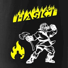 Hasič stojící - nápis hasiči - Velký nápis  na zádech