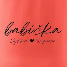 Babička Tričko se jmény dětí psací písmo