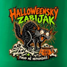 Halloweenský černý kocour čeká na podrbání