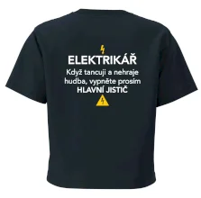 Elektrikář - hlavní jistič - Nápis na zádech