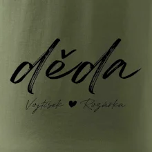 Děda Tričko se jmény dětí psací písmo