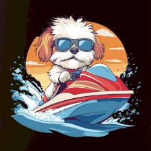 Bišonek na vodním skútru