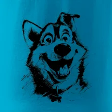 Černobílá karikatura husky