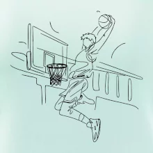 Basketbalista jedním tahem - výskok