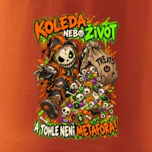 Halloweenský koledník s pytlem strašidelných sladkostí