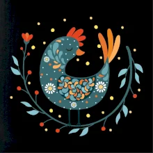 Folklor - slepice s kopretinou