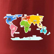 Světové kontinenty s názvy a zvířátky