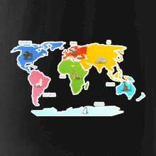 Světové kontinenty s názvy a zvířátky