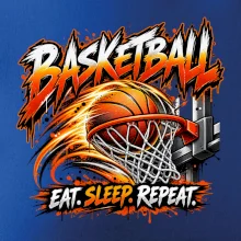 Basketbalový koš s míčem eat sleep repeat