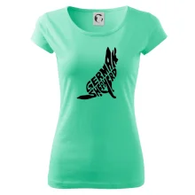 Německý ovčák sedící napis