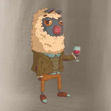 Alpaka s vínem muž