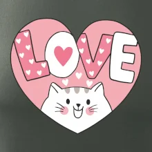 Kočka love - růžové srdce