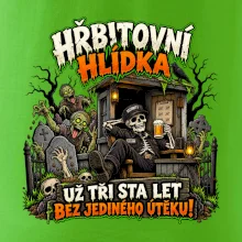 Hřbitovní hlídka kostlivec vrátný s pivem