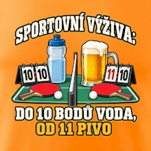 Sportovní výživa -  do 10 bodů voda, od 11 pivo