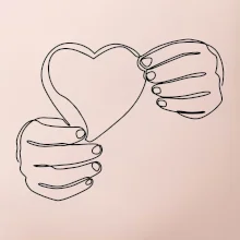 Ruka držící srdce  jedním tahem