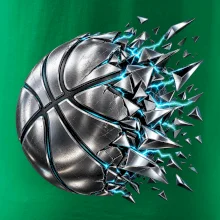 Kovový basketbalový míč s elektrickými střepy
