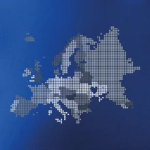 Mapa Evropy - srdce v Ukrajině