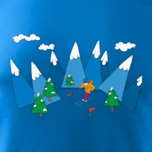 Lyžař a barevné hory